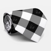 Elegantes Schwarz-Weiß-Diamant-Muster Krawatte (Gerollt)