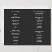 Elegantes Schwarz-Weiß-DIY-Hochzeits-Programm mit (Rückseite)