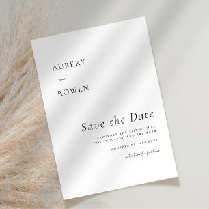 Elegantes Schwarz & Weiß Einfache Minimalistische Save The Date
