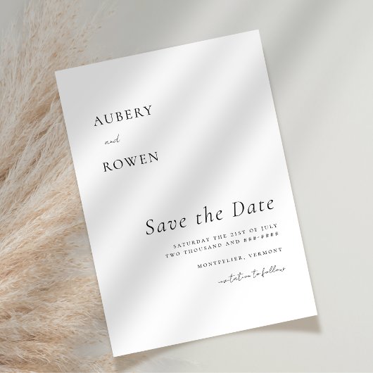 Elegantes Schwarz & Weiß Einfache Minimalistische Save The Date
