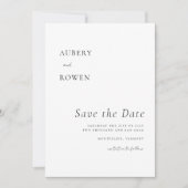 Elegantes Schwarz & Weiß Einfache Minimalistische Save The Date (Vorderseite)