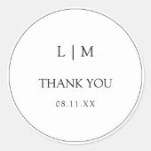 Elegantes Schwarz & Weiß einfache Monogramm Vielen Runder Aufkleber (Vorderseite)