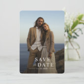 Elegantes Schwarz-Weiß-Einfaches Foto Hochzeit Save The Date (Stehend Vorderseite)