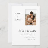 Elegantes Schwarz-Weiß-Einfaches Foto Hochzeit Save The Date (Vorderseite)