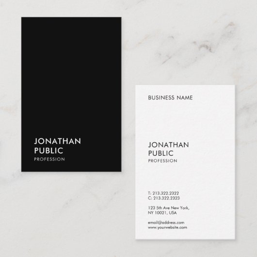 Elegantes Schwarz-Weiß-einfaches Template modern Visitenkarte (Vorne/Hinten)