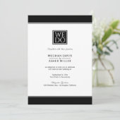 Elegantes Schwarz & Weiß Einladung (Stehend Vorderseite)
