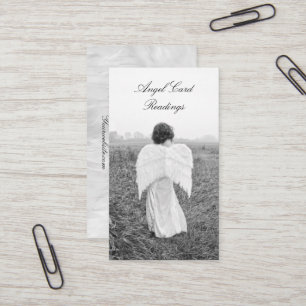 Elegantes Schwarz-Weiß-Engel-Kartenlesen Visitenkarte