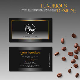 Elegantes Schwarz-Weiß-Farbton-Orange-Rahmen-Logo Visitenkarte