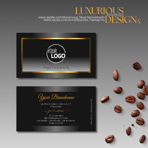 Elegantes Schwarz-Weiß-Farbton-Orange-Rahmen-Logo Visitenkarte