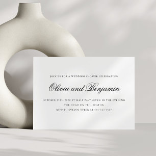 Elegantes Schwarz-Weiß-Formal-Hochzeitsbrause-Skri Einladung