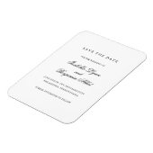 Elegantes Schwarz-Weiß-Format Save the Date Magnet (Linke Seite)