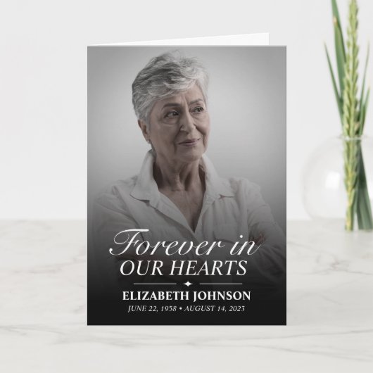 Elegantes Schwarz-Weiß-Foto Beerdigung Programm (Vorderseite)