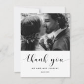Elegantes Schwarz-Weiß-Foto Dankeskarte (Vorderseite)