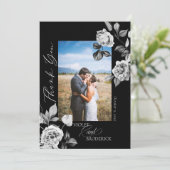 Elegantes Schwarz-Weiß-Foto Dankeskarte (Stehend Vorderseite)