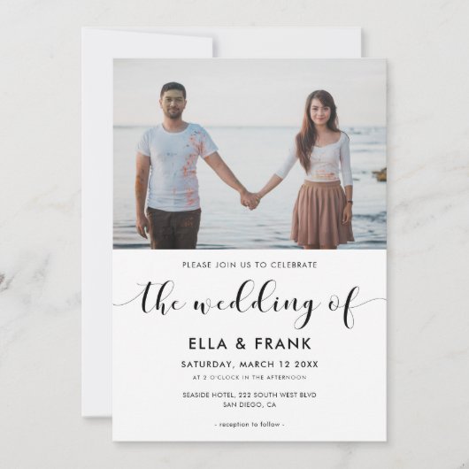 Elegantes Schwarz-Weiß-Foto Einladung (Vorderseite)