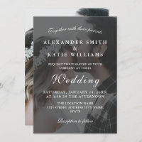 Elegantes Schwarz-Weiß-Foto Einladung zur Hochzeit