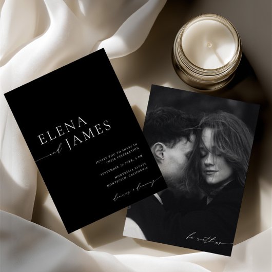 Elegantes Schwarz-Weiß-Foto für Minimalistische Ho Einladung