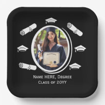 Elegantes Schwarz-Weiß-Foto-Graduiertendiplom