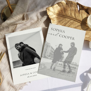 Elegantes Schwarz-Weiß-Foto Hochzeit Einladung