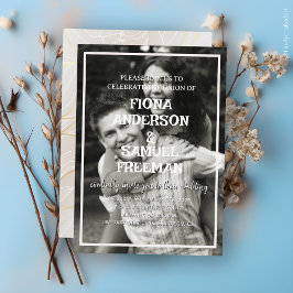 Elegantes Schwarz-Weiß-Foto Hochzeit Einladung