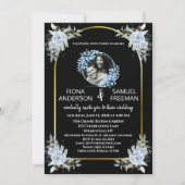 Elegantes Schwarz-Weiß-Foto Hochzeit Einladung (Vorderseite)