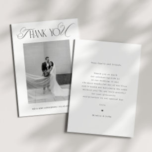 Elegantes Schwarz-Weiß-Foto-Hochzeit im Stil von a Dankeskarte