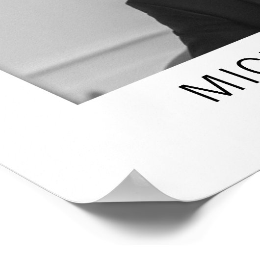 Elegantes Schwarz-Weiß-Foto Hochzeit Poster (Ecke)