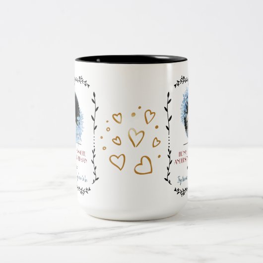 Elegantes Schwarz-Weiß-Foto Hochzeit Zweifarbige Tasse (Mittel)
