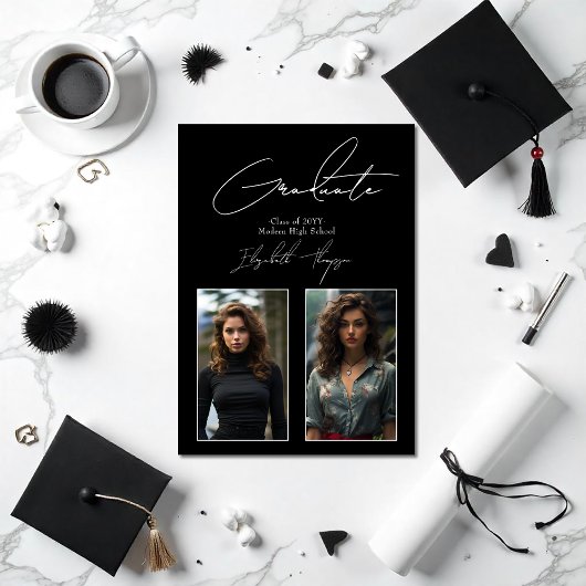 Elegantes Schwarz-Weiß-Foto Moderner Abschluss Ankündigung