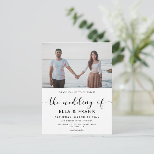 Elegantes Schwarz-Weiß-Foto Postkarte (Stehend Vorderseite)