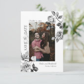 Elegantes Schwarz-Weiß-Foto Save the Date (Stehend Vorderseite)