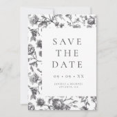 Elegantes Schwarz-Weiß-Foto Save The Date (Vorderseite)