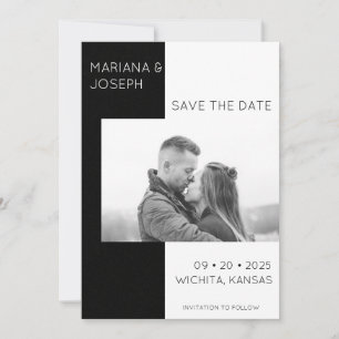 Elegantes Schwarz-Weiß-Foto Save The Date