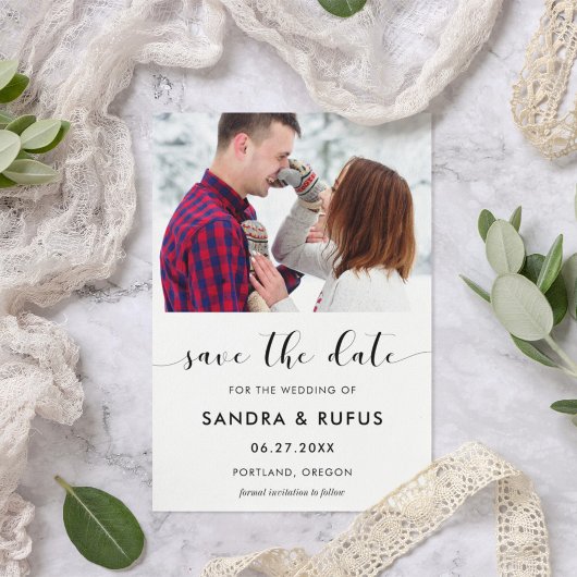 Elegantes Schwarz-Weiß-Foto Save The Date