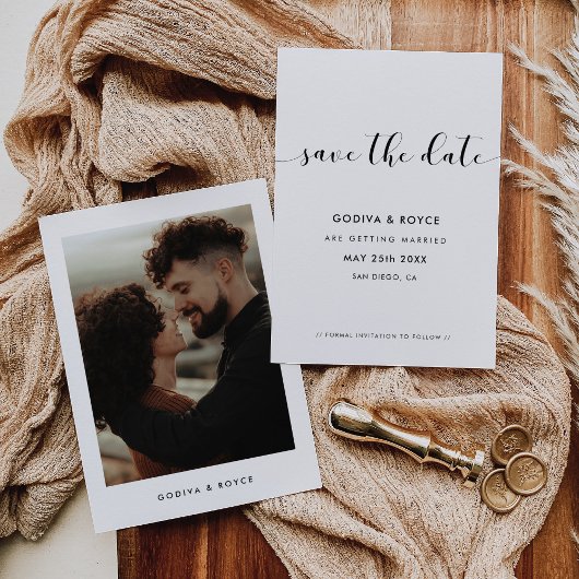 Elegantes Schwarz-Weiß-Foto Save The Date