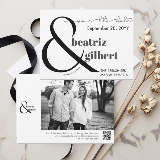 Elegantes Schwarz-Weiß-Foto Save the Date