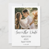 Elegantes Schwarz-Weiß-Foto Save the Date (Vorderseite)
