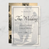 Elegantes Schwarz-Weiß-Foto Save the Date Einladung (Vorne/Hinten)