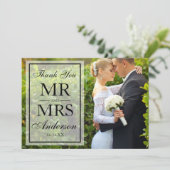 Elegantes Schwarz-Weiß-Foto Vielen Dank für Ihre H Dankeskarte (Stehend Vorderseite)