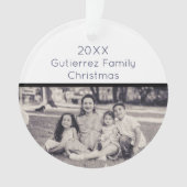 Elegantes Schwarz-Weiß-Foto Weihnachten Ornament (Vorderseite)