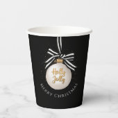 Elegantes Schwarz-Weiß frohe Weihnachtsbaumkunst Pappbecher (Rückseite)