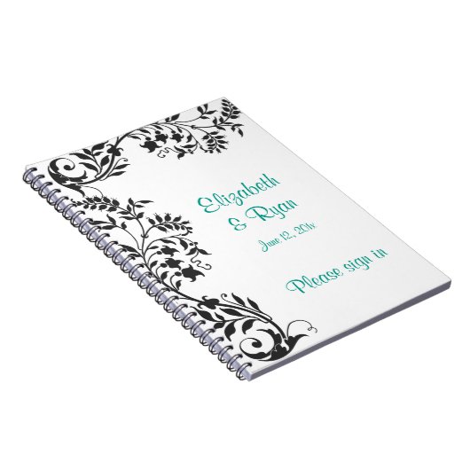 Elegantes Schwarz-Weiß-Gästebuch Notizblock (Rechte Seite)