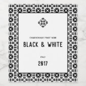 Elegantes Schwarz-Weiß-Geometrie-Muster Weinetikett (Einzelnes Label)
