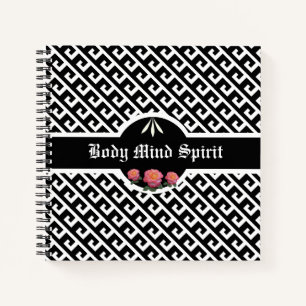 Elegantes Schwarz-Weiß-geometrisches Muster Notizblock