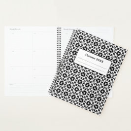 Elegantes Schwarz-Weiß-Geometrisches Muster Planer