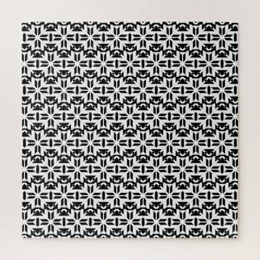 Elegantes Schwarz-Weiß-Geometrisches Muster Puzzle (Vertikal)