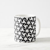 Elegantes Schwarz-Weiß-Geometrisches Sternmuster Kaffeetasse (VorderseiteRechts)