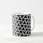 Elegantes Schwarz-Weiß-Geometrisches Sternmuster Kaffeetasse (VorderseiteRechts)