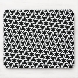 Elegantes Schwarz-Weiß-Geometrisches Sternmuster Mousepad