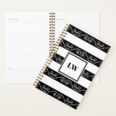 Elegantes Schwarz-weiß gestreiftes Monogramm Planer (Anzeige)